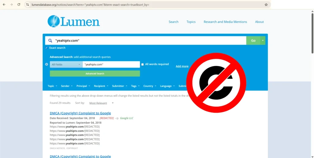 Legal and Security Risks of Using yeahiptv.com